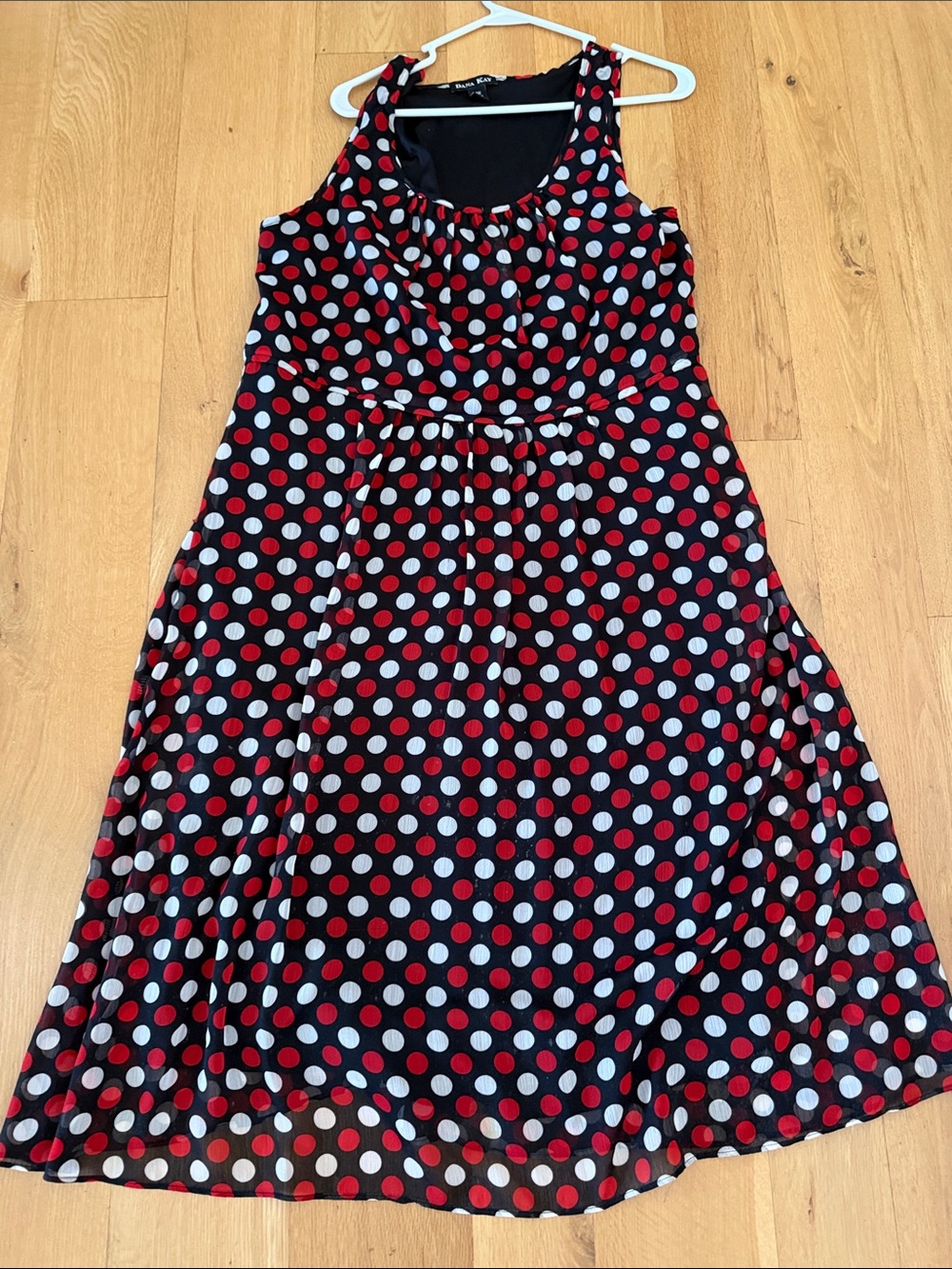 Dana Kay Black Polka Dot Midi Dress with White Jacket